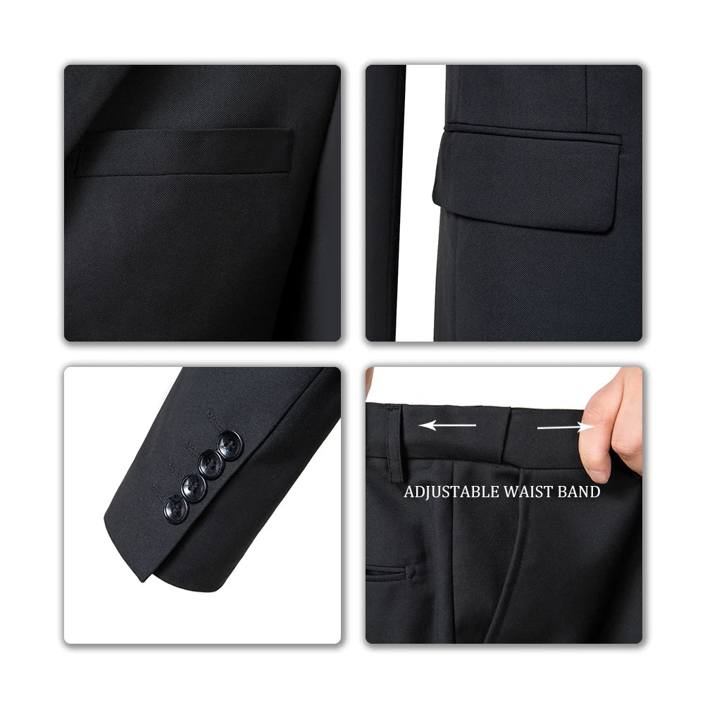 Men's 2-Piece Suits Classic Fit 2 Button Office Dress Suit Jacket Blazer and Pants - BOC-WEAR