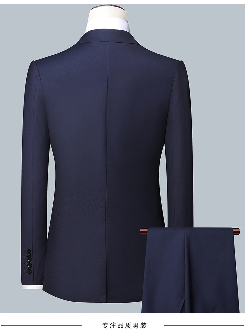 Suit Men Fashion  (Blazer+ Vest + Pants)  Business Wedding Work Casual Slim Professional Dress Groom Best Man Gentleman Suit - BOC-WEAR