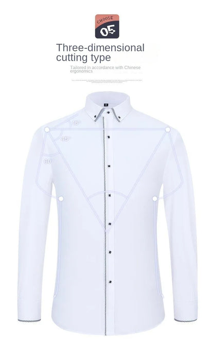 White Shirt for Men Long Sleeves Office Business Button-down Dress Shirts Casual Male Korean Fashion Slim Fit 5XL 6XL 7XL 8XL - BOC-WEAR
