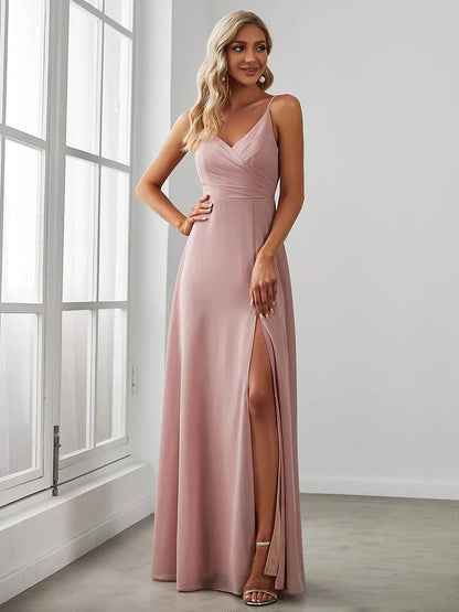 Elegant Evening dresses Long A LINE Spaghetti Strap V-Neck Floor-Length Gown 2025 Ever Pretty of Chiffon Simple Prom Women Dress