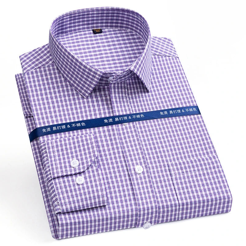 New Anti-Wrinkle Men's Shirts Long Sleeve For Men Slim Fit Stretch Camisa Social Business Formal Blouse White Office Shirt S-5XL - BOC-WEAR