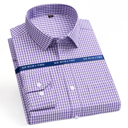 New Anti-Wrinkle Men's Shirts Long Sleeve For Men Slim Fit Stretch Camisa Social Business Formal Blouse White Office Shirt S-5XL - BOC-WEAR