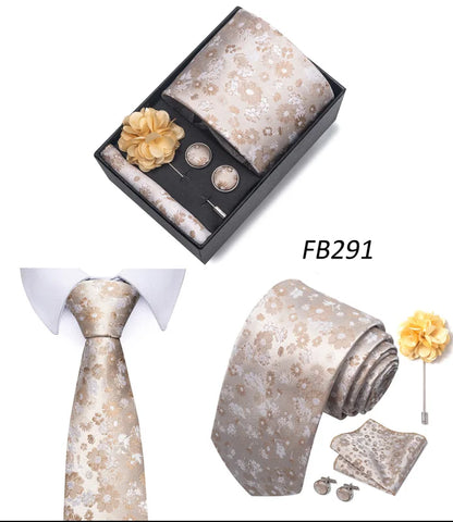 New Designer Blue Red Green Paisley Ties For Men Wedding Party Neck Tie Luxury Tie Pocket Square Cufllink Brooch Set - BOC-WEAR