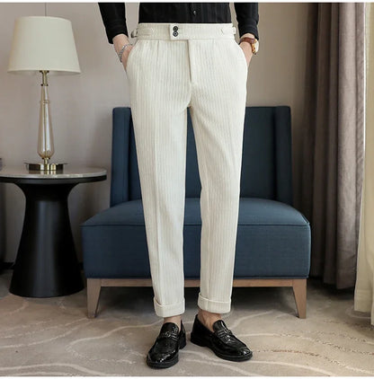 2024 New Light Luxury Chenille Neapolitan High Waist  Casual Pants for Men , Premium Feeling Slim Fit  Mens Dress Pants,pantalon