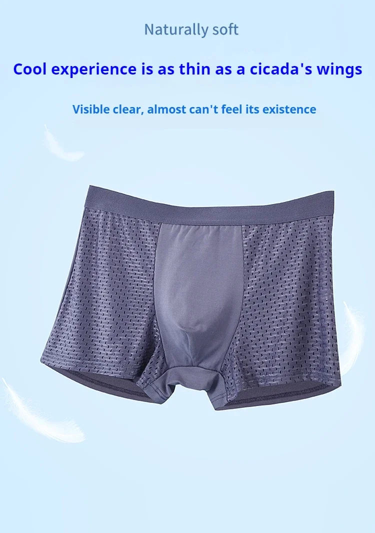 BOC-WEAR Men's Ice Silk Boxers - 4-Pack Mesh Breathable Underwear - BOC-WEAR