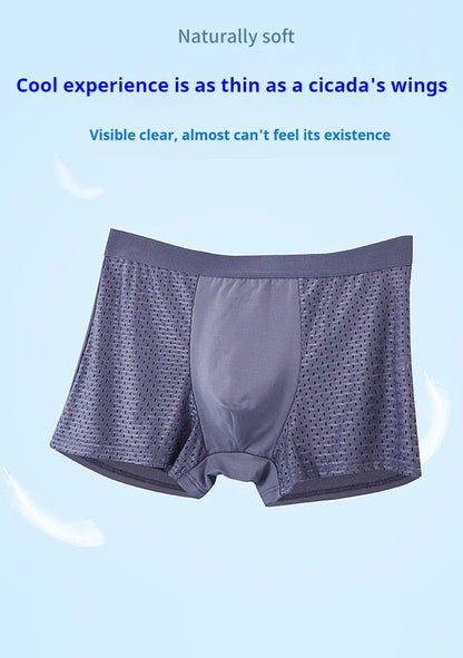 BOC-WEAR Men's Ice Silk Boxers - 4-Pack Mesh Breathable Underwear - BOC-WEAR