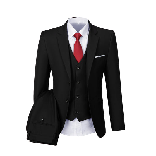 Men's 2-Piece Suits Classic Fit 2 Button Office Dress Suit Jacket Blazer and Pants - BOC-WEAR