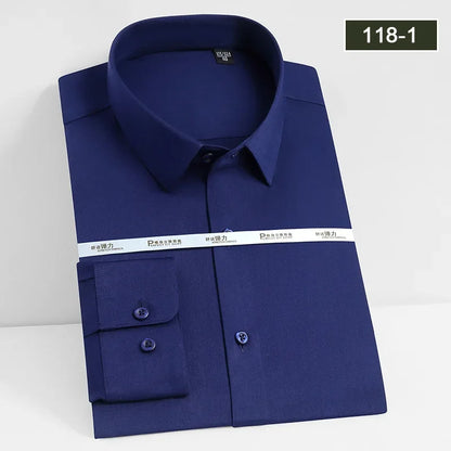 Men's white shirt long sleeved wedding business non ironing formal wear professional workwear casual wrinkle resistant shirt - BOC-WEAR