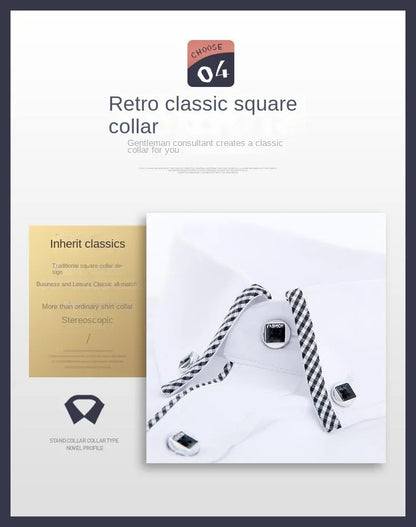 White Shirt for Men Long Sleeves Office Business Button-down Dress Shirts Casual Male Korean Fashion Slim Fit 5XL 6XL 7XL 8XL - BOC-WEAR