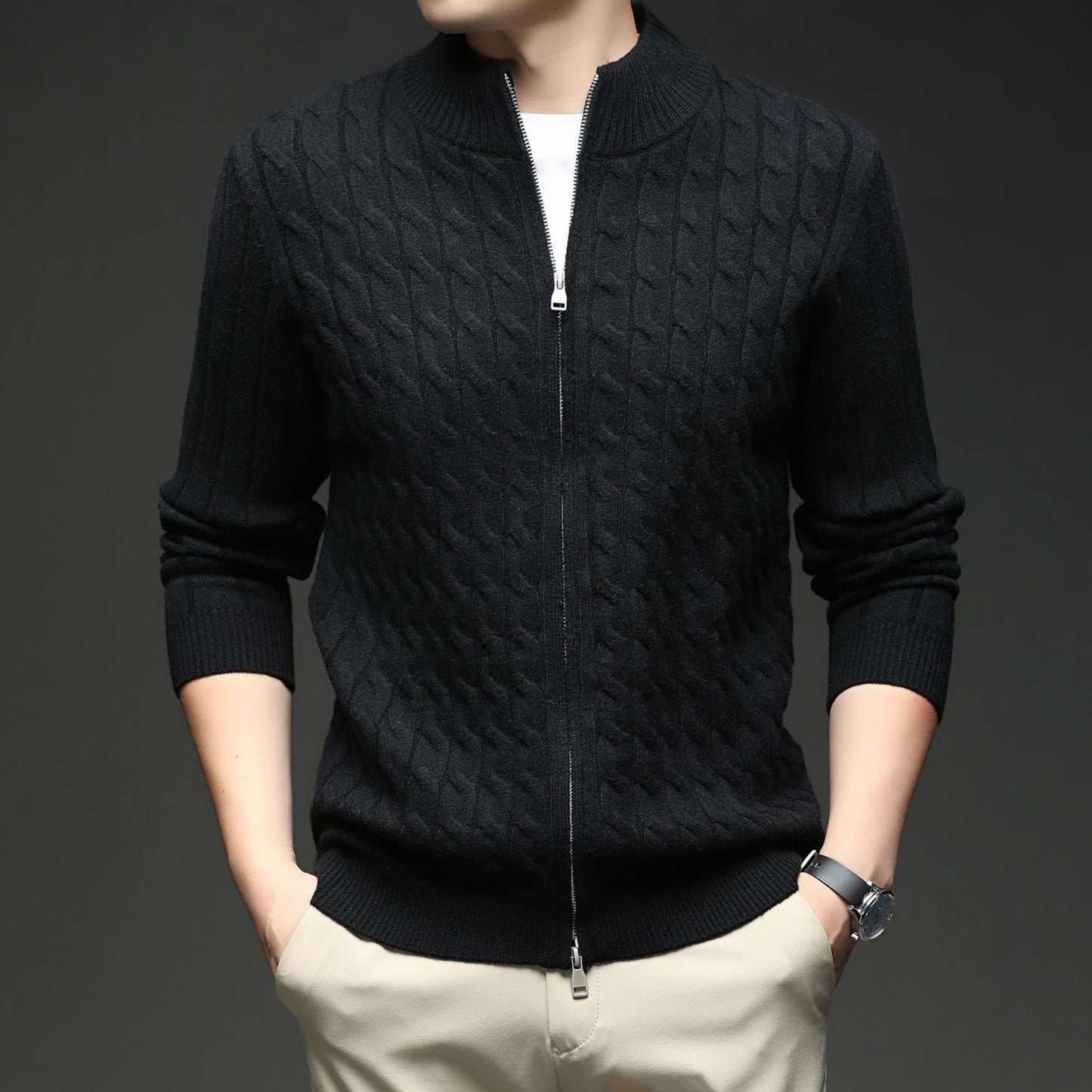 Fashion Autumn New Zipper Collar Sweater Men - BOC-WEAR