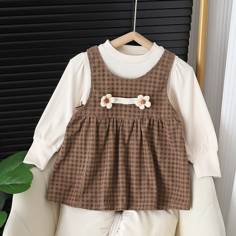 Baby Girl Round-neck Long-sleeved Dress Suit - BOC-WEAR