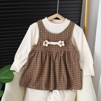 Baby Girl Round-neck Long-sleeved Dress Suit - BOC-WEAR