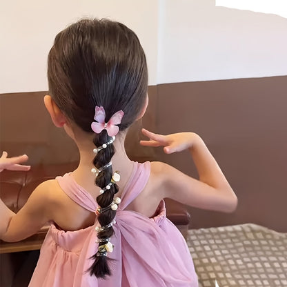 Butterfly Headbands 2pcs - Pearl & Floral Mesh Design for Girls