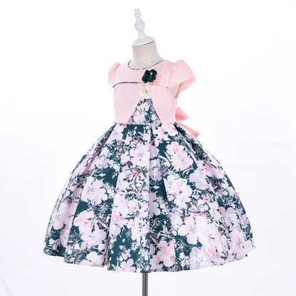 Little Girl Baby Birthday Print Dress Puffy - BOC-WEAR