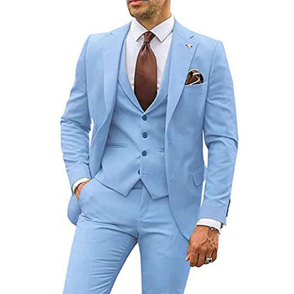Men's Three-piece Slim-fit Dovetail Groom Dress - BOC-WEAR