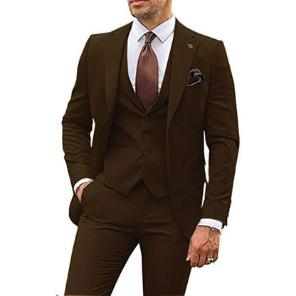 Men's Three-piece Slim-fit Dovetail Groom Dress - BOC-WEAR