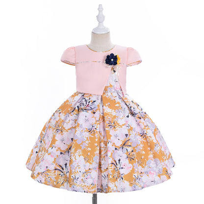 Little Girl Baby Birthday Print Dress Puffy - BOC-WEAR