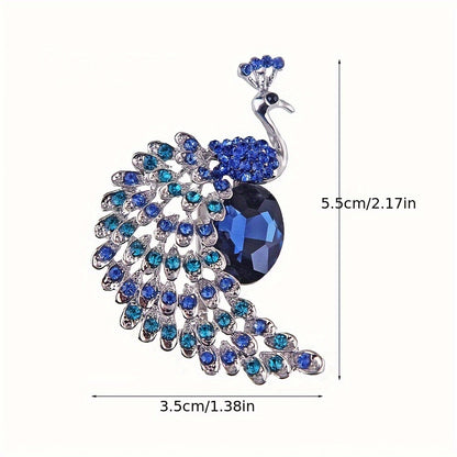 YXY Korean Style Fashion Creative Retro Crystal Peacock Brooch Alloy Inlaid with Diamonds Brooch Flower Brooch Accessories for Women