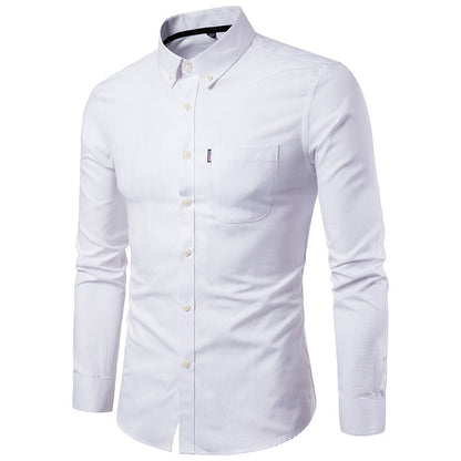 Men S Shirts Korean Men Slim Long Sleeve Dress Shirt - BOC-WEAR