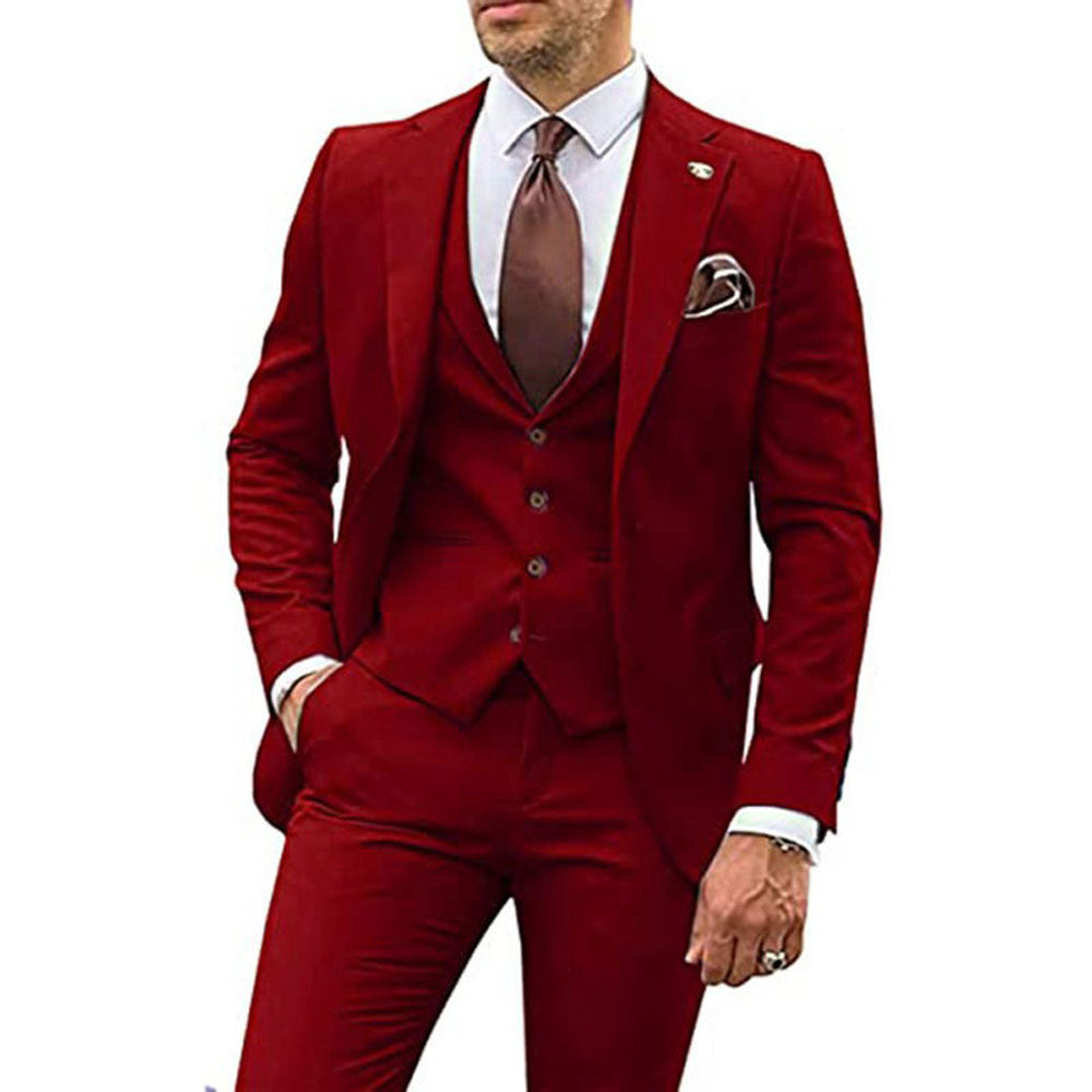 Men's Three-piece Slim-fit Dovetail Groom Dress - BOC-WEAR